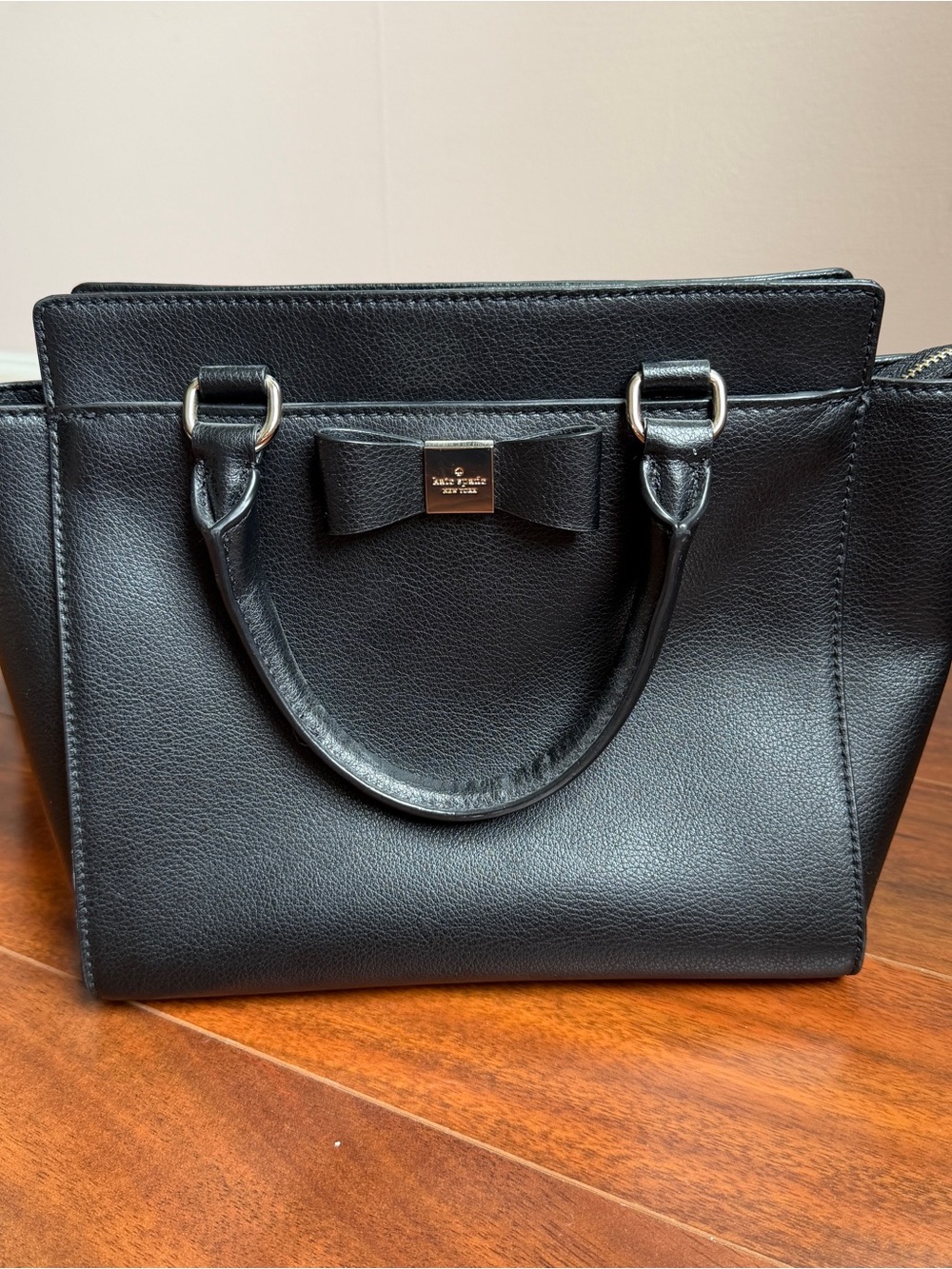 kate spade Black Leather Bow Satchel Handbag